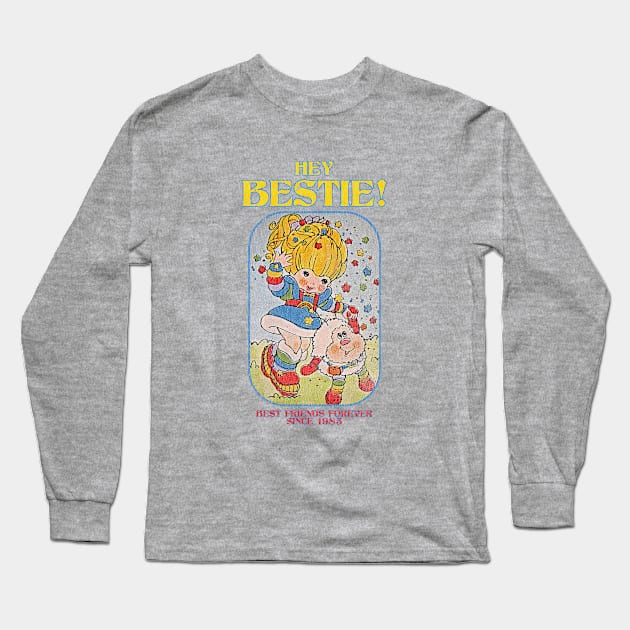 Hey Bestie Rainbow Brite Distressed Long Sleeve T-Shirt by Tangan Pengharapan